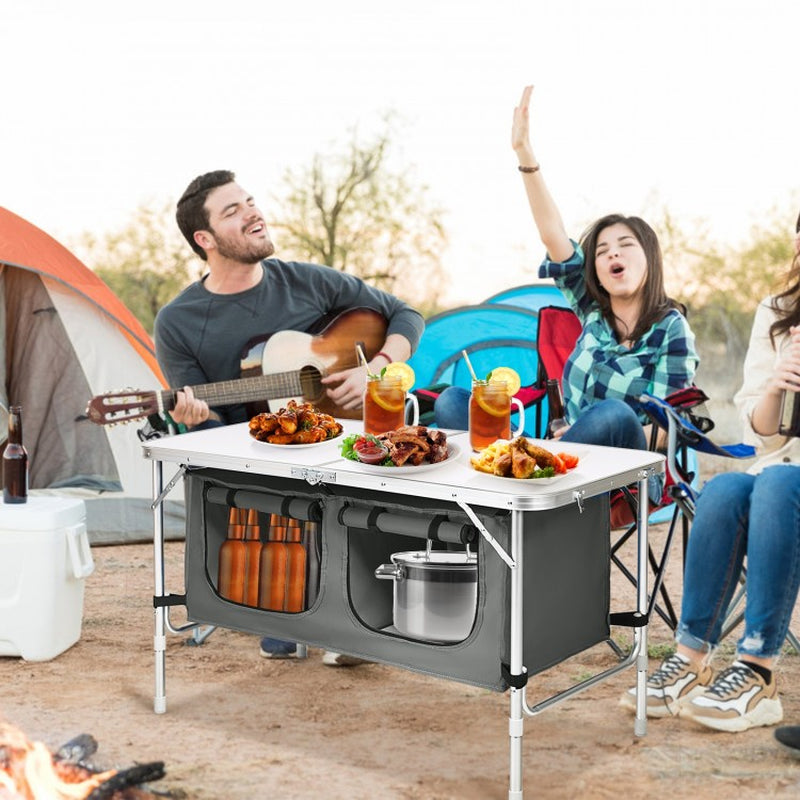 Height-Adjustable Portable Camping Table