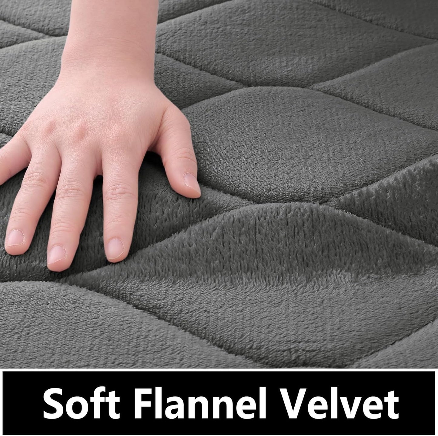 Memory Foam Bath Mats - Soft, Non-Slip, Water-Absorbent, Machine Washable Bathroom Rugs, 24" x 16", Dark Grey