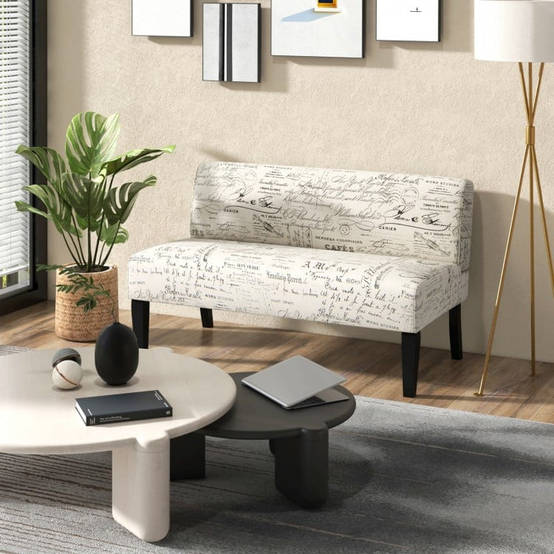 Armless Loveseat Sofa with Backrest and Spring Cushion Support