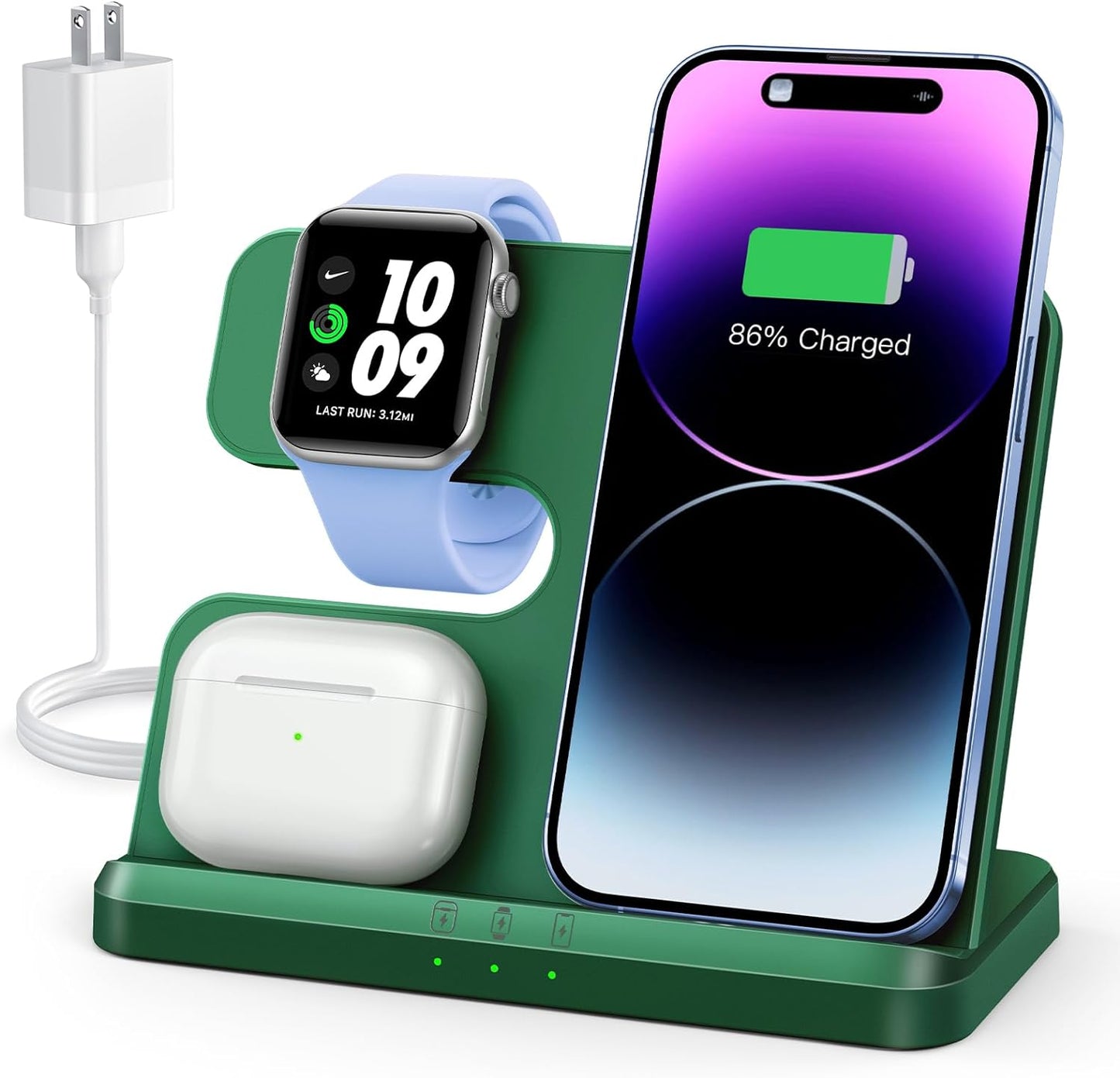 3-in-1 Wireless Charging Station for Apple Devices - Compatible with iPhone 16/15/14/13/12/11/X/8, Apple Watch, and AirPods Pro/3/4