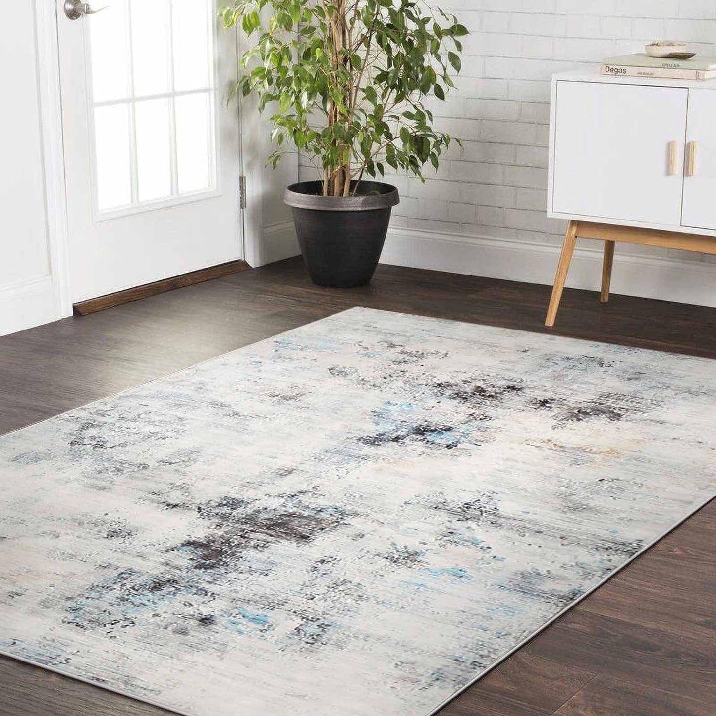 Modern Soft Abstract Area Rug for Living Room, Bedroom, Kitchen, and Dining Room - Medium Pile Carpet Floor Mat