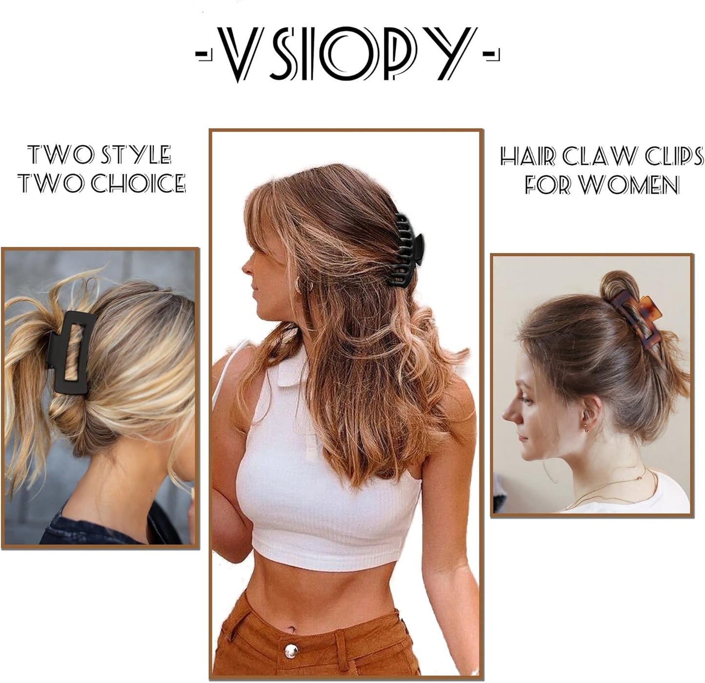 6-Piece Set of 3.5-Inch Medium to Large Claw Clips for Thick and Thin Hair, Matte Square Hair Accessories for Women and Girls