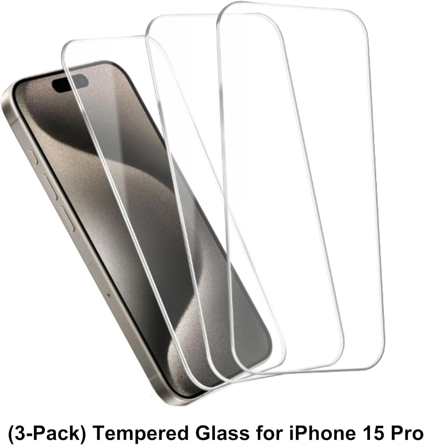 3-Pack Tempered Glass Screen Protector for iPhone 15 Pro - High Transparency, 9H Hardness, Ultra Tactile Protection for 6.1" Display