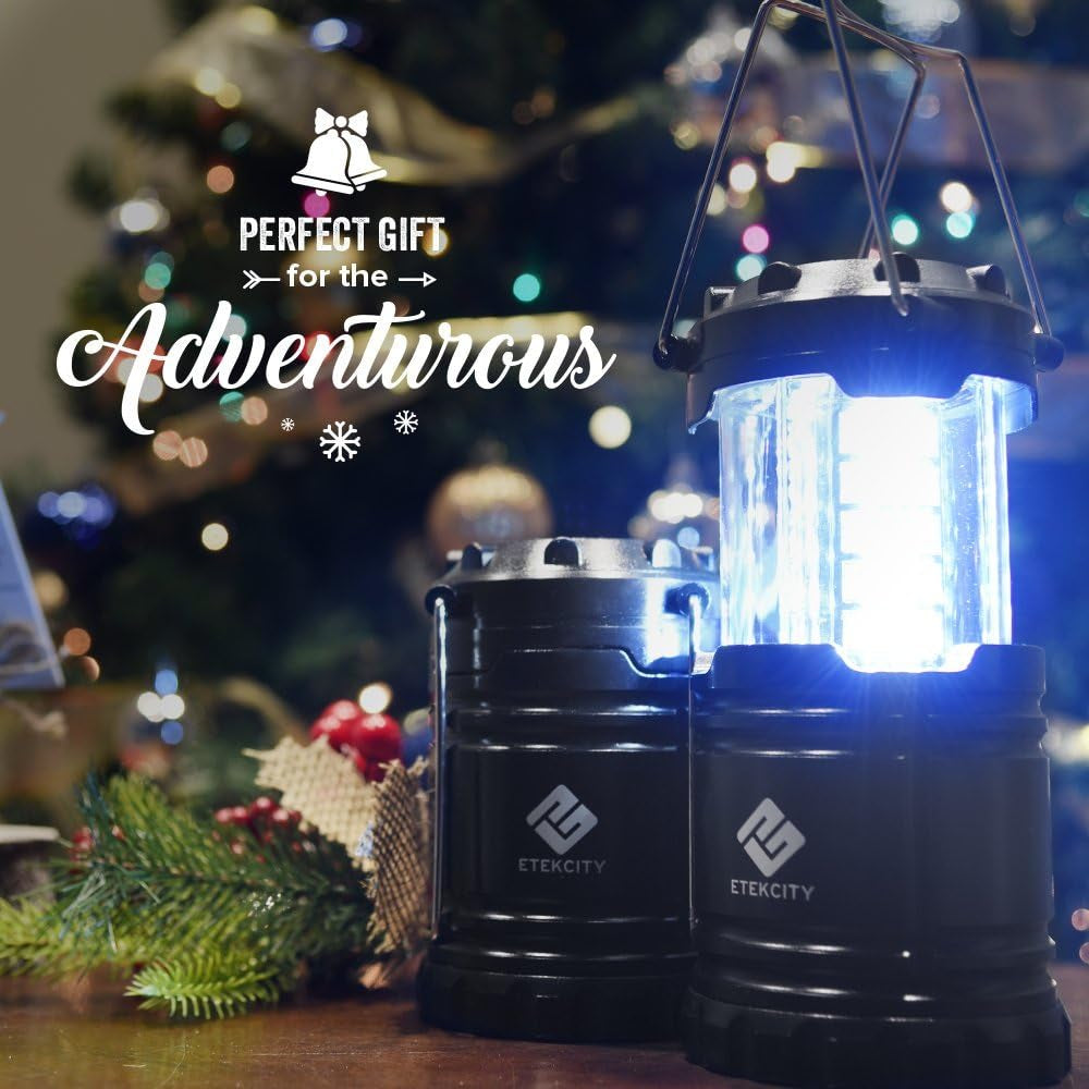 2-Pack LED Camping Lanterns with Magnetic Base and Adjustable Brightness - Emergency Survival Kit for Hurricanes, Storms, and Power Outages (Batteries Included)