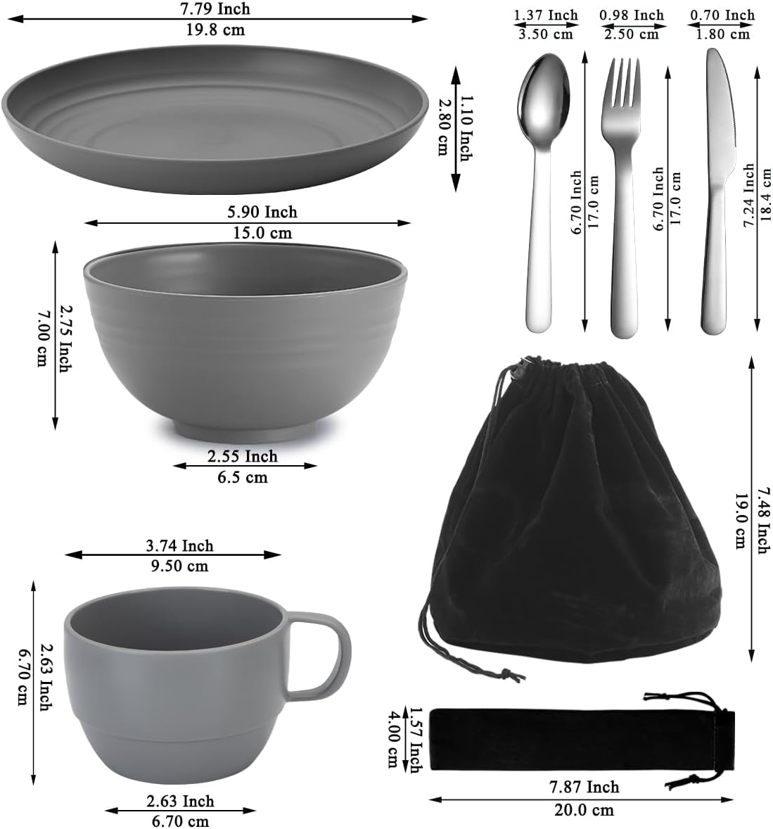 2-Person Camping Mess Kit with Silverware Set - Spoons, Forks, and Knives - Portable and Easy to Clean Camping Essentials