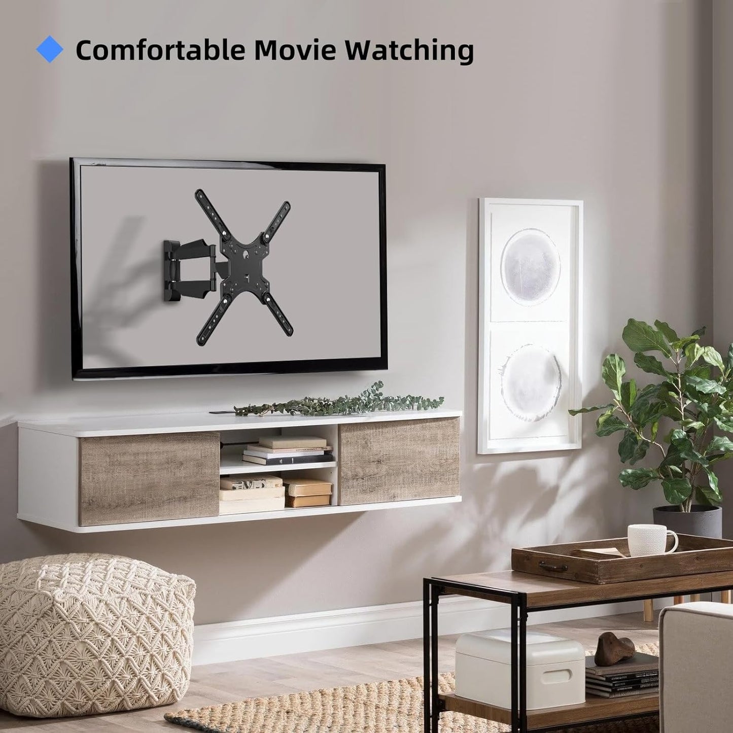 Adjustable TV Wall Mount with Swivel and Tilt Function for 32-55 Inch TVs up to 70 lbs, VESA 400x400 mm