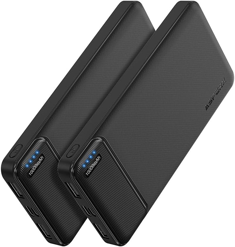 2-Pack 10,000mAh USB-C Portable Charger Power Bank with Fast Charging