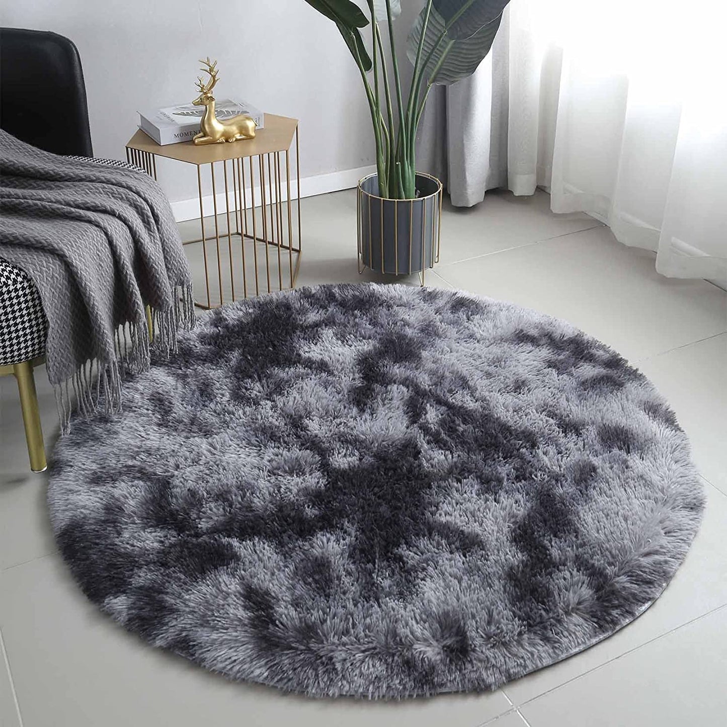 Ultra Soft Modern Shaggy Area Rug for Bedroom and Living Room - Fluffy Throw Carpet for Kids' Rooms (4x6 Feet, Dark Gray)