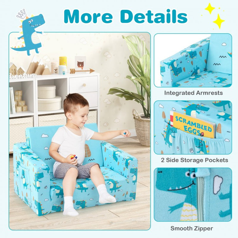Children's Recliner Sofa with Convertible Sleeper Bed Functionality