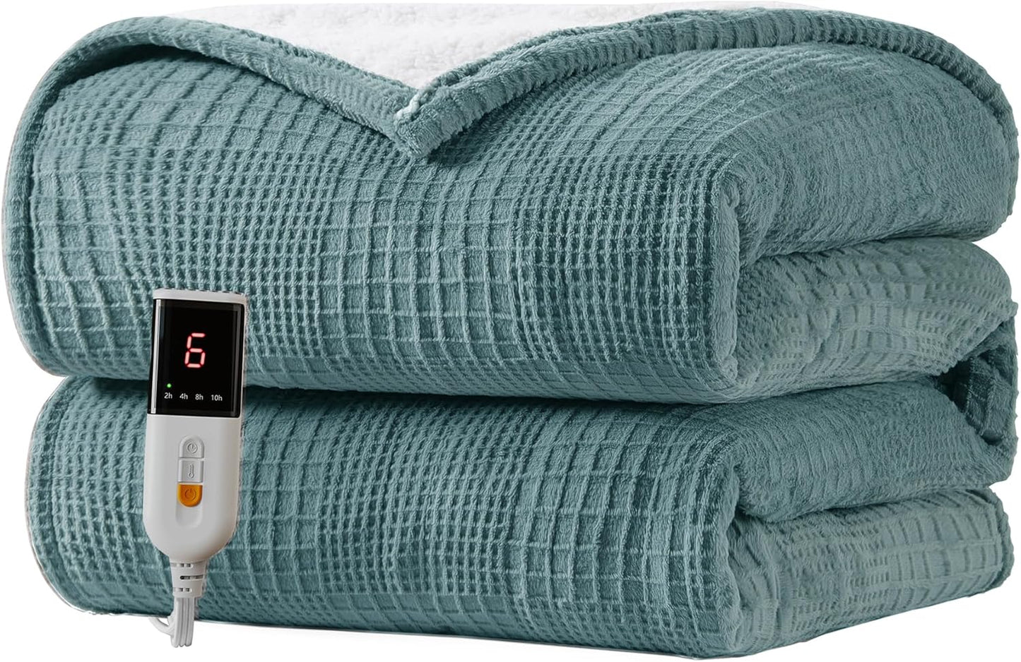 Electric Heated Blanket Throw 50''x60'' - 6 Heat Settings, 2-10 Hour Auto Shut-Off, ETL Certified, Machine Washable (Black)