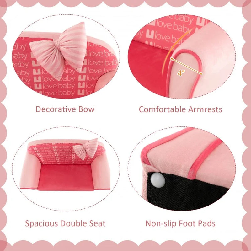 Premium Ultra Soft Velvet Toddler Sofa Chair with Matching Ottoman