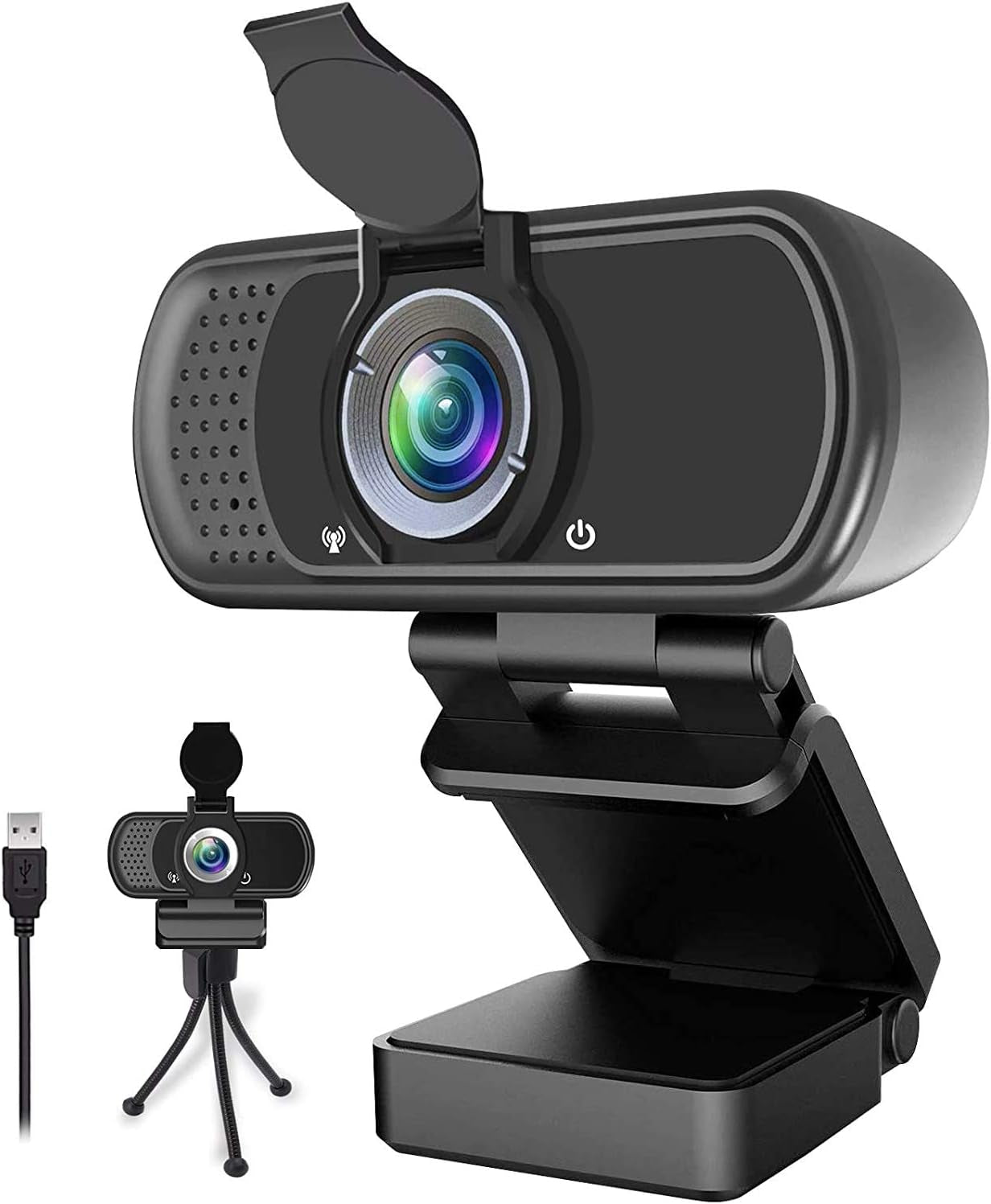 1080P HD Webcam with Stereo Microphone for Video Conferencing, Streaming, and Gaming - 110 Degree Wide Angle USB Camera
