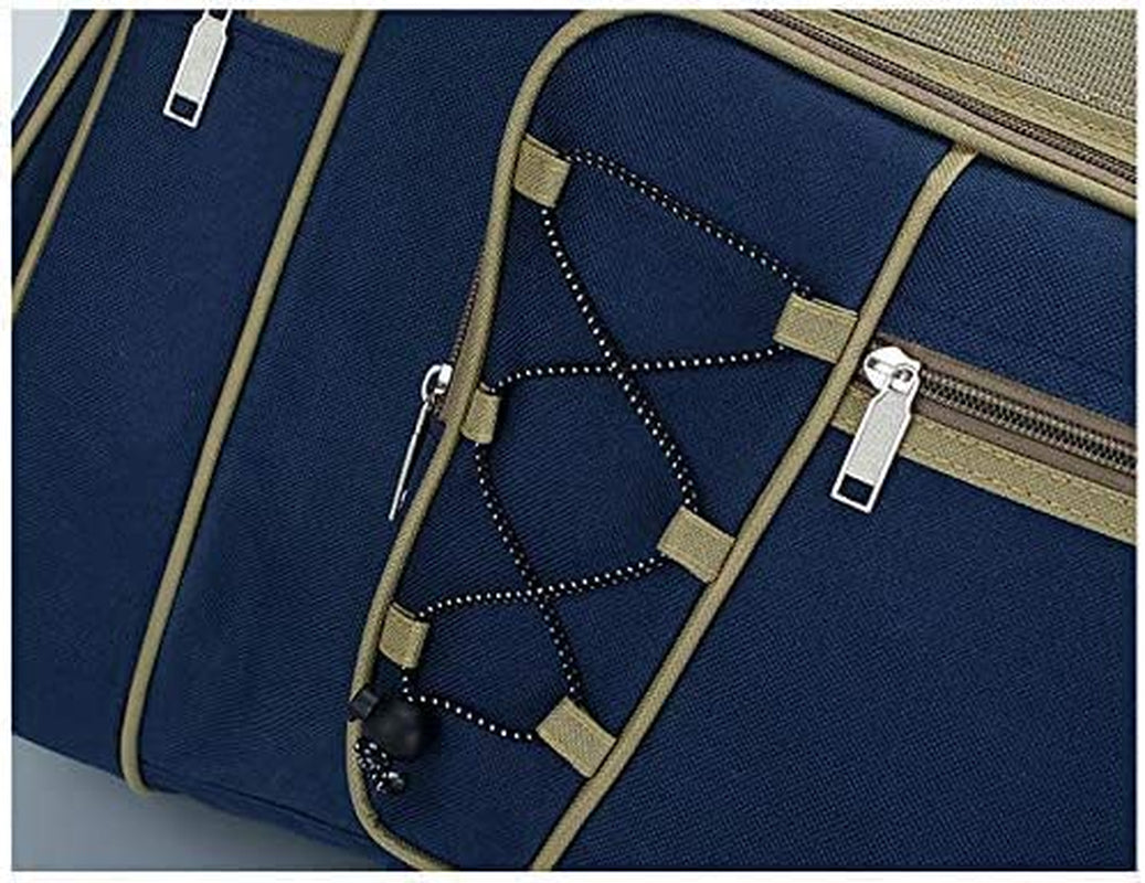 Extra Large Lightweight Oxford Travel Duffle Bag for Men and Women - Waterproof Weekender Overnight Carry-On Luggage (26", Blue Gold)