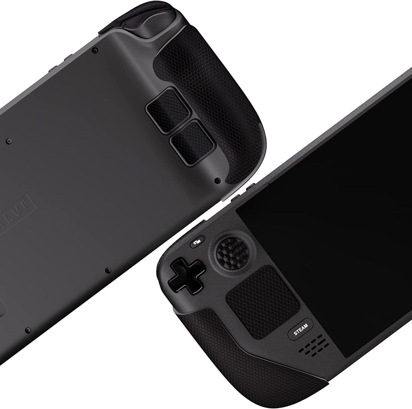 Textured Soft Rubber Handle Grips for Steam Deck LCD & OLED - Honeycomb Black Trackpad Skin Enhancement