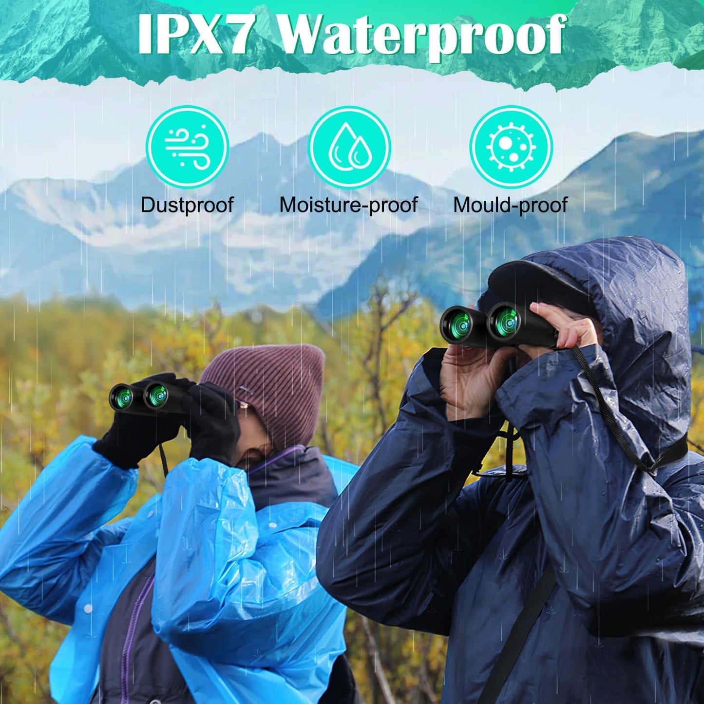 12X50 High-Power Compact Binoculars for Adults with Clear Vision and Easy Focus, Includes Carrying Case and Strap