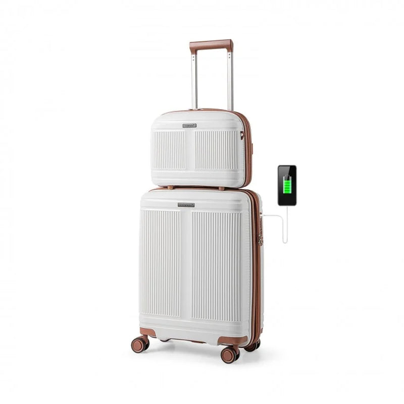 2-Piece Luggage Collection: 20-Inch Carry-On Suitcase and 14-Inch Cosmetic Case