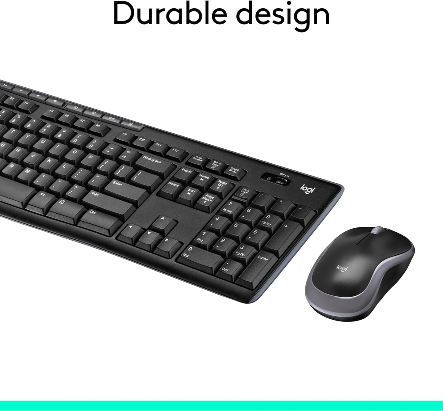 Wireless Keyboard and Mouse Combo for Windows - 2.4 GHz Connectivity, Compact Design, 8 Multimedia and Shortcut Keys, 2-Year Battery Life