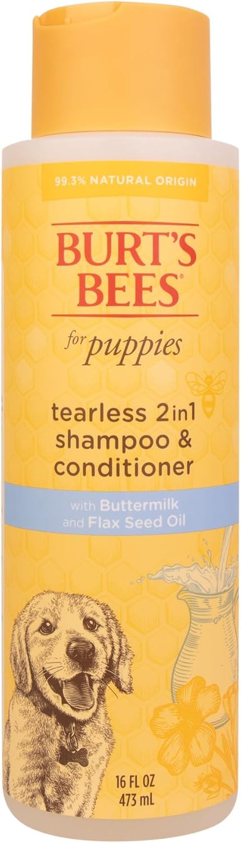 Natural Tearless 2-in-1 Shampoo, Conditioner - Puppies | Enriched Buttermilk, Linseed Oil | Gentle Formula