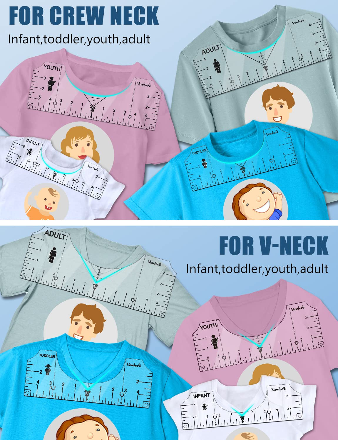 T-Shirt Alignment Ruler Measurement Tool for Centering Designs and Logos, Vinyl Placement-Heat Press and Sublimation Applications
