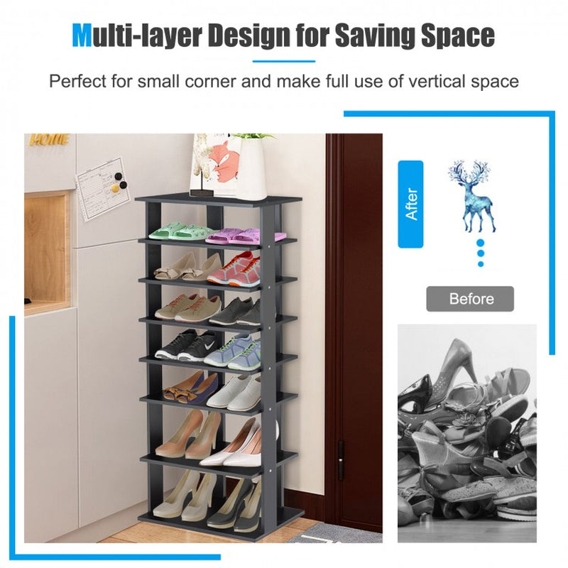 7-Tier Free-Standing Vertical Shoe Rack with Sleek Shelving Storage