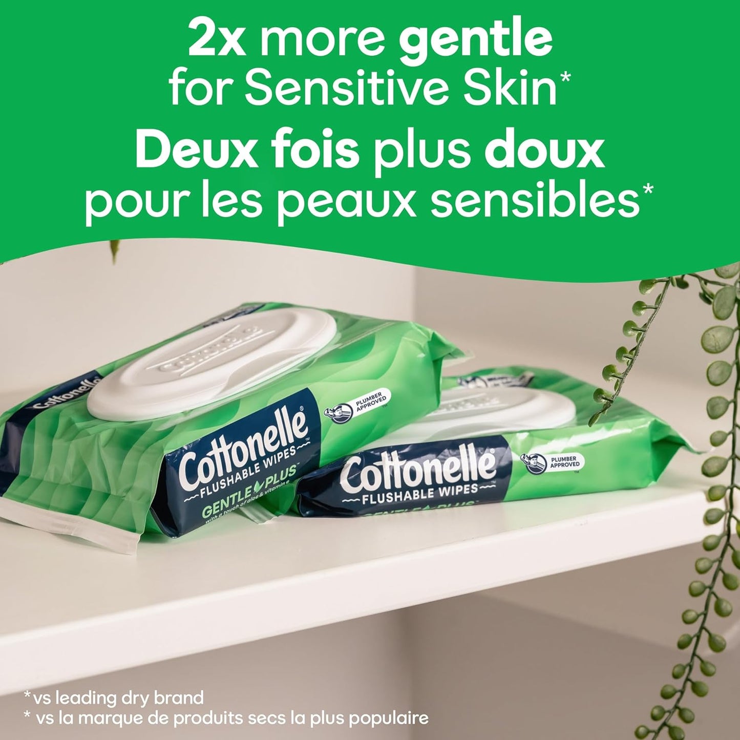 Gentleplus Flushable Wet Wipes - Aloe & Vitamin E, Adult Wet Wipes, 8 Flip-Top Packs, 42 Wipes per Pack (336 Total Flushable Wipes)