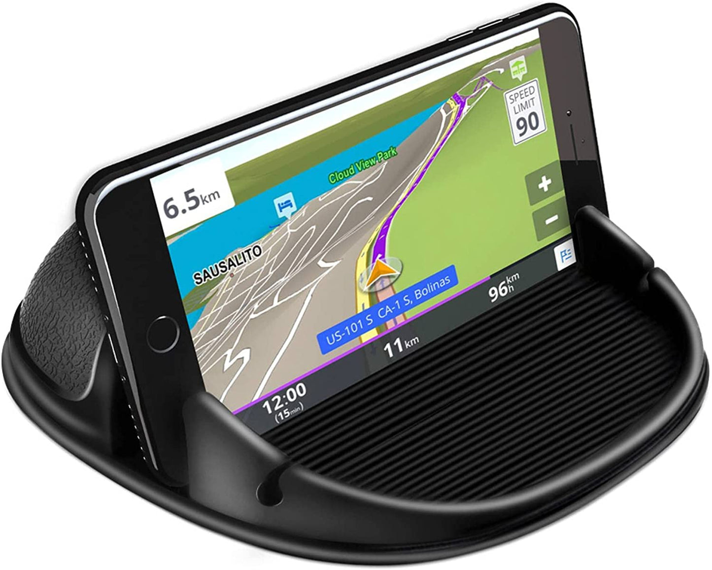 Car Phone Holder, Car Phone Mount Silicone Car Pad Mat for Various Dashboards, Slip Free Desk Phone Stand Compatible with Iphone, Black