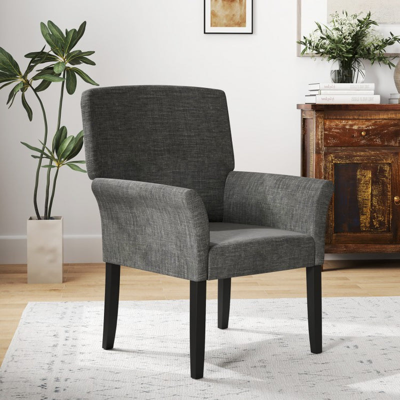 Executive Guest Armchair with Fabric Upholstery and Rubberwood Legs