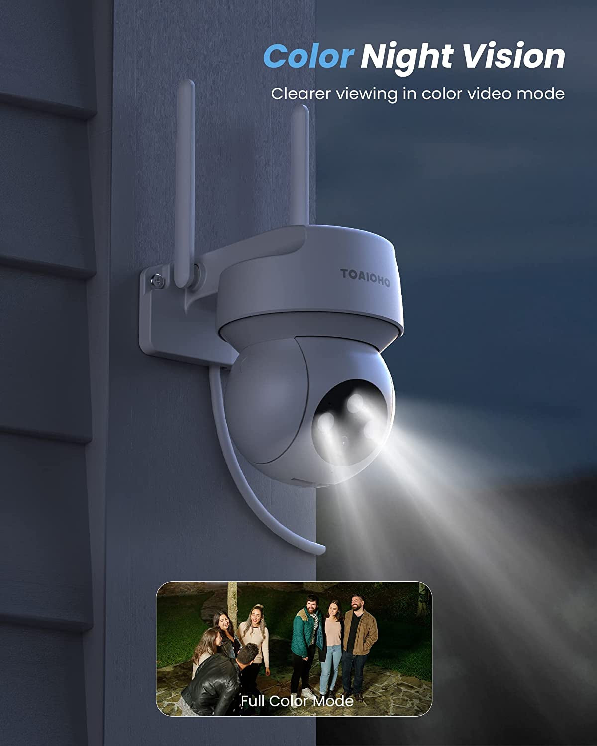 Outdoor Wired Security Camera - 2.4G WiFi PTZ IP Camera, Color Night Vision, Motion Tracking Surveillance