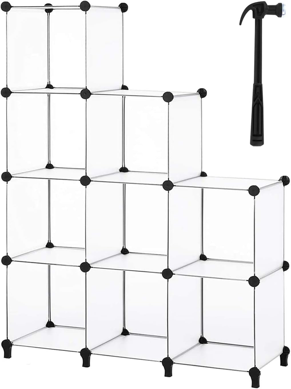 6-Cube Closet Organizer and Storage Shelf with Metal Hammer, Versatile Cabinet for Bedroom, Kitchen, and Closet, Black