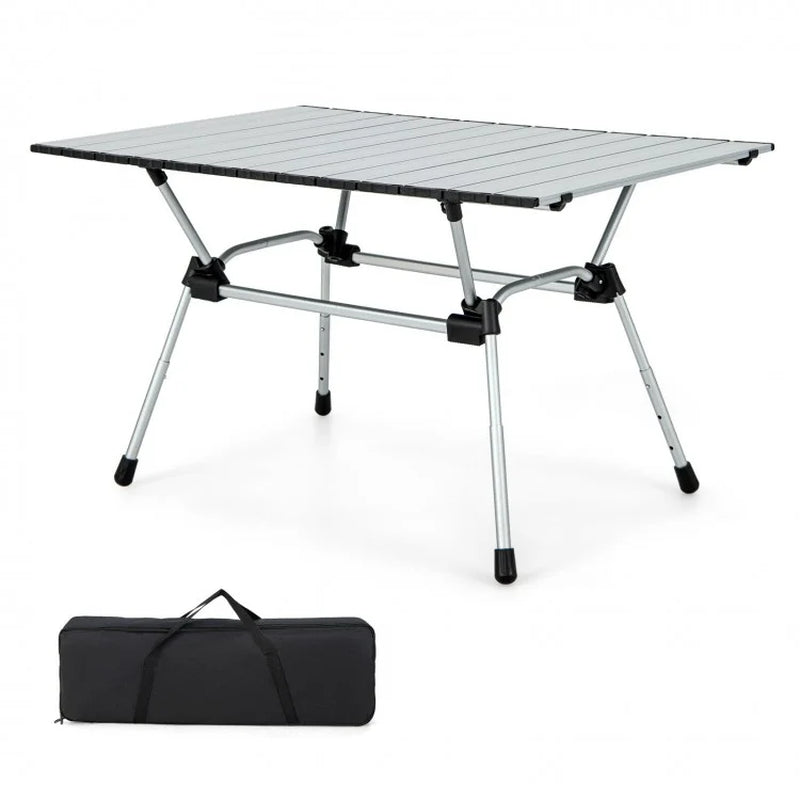 Heavy-Duty Aluminum Camping Table with Carrying Bag, Foldable Design