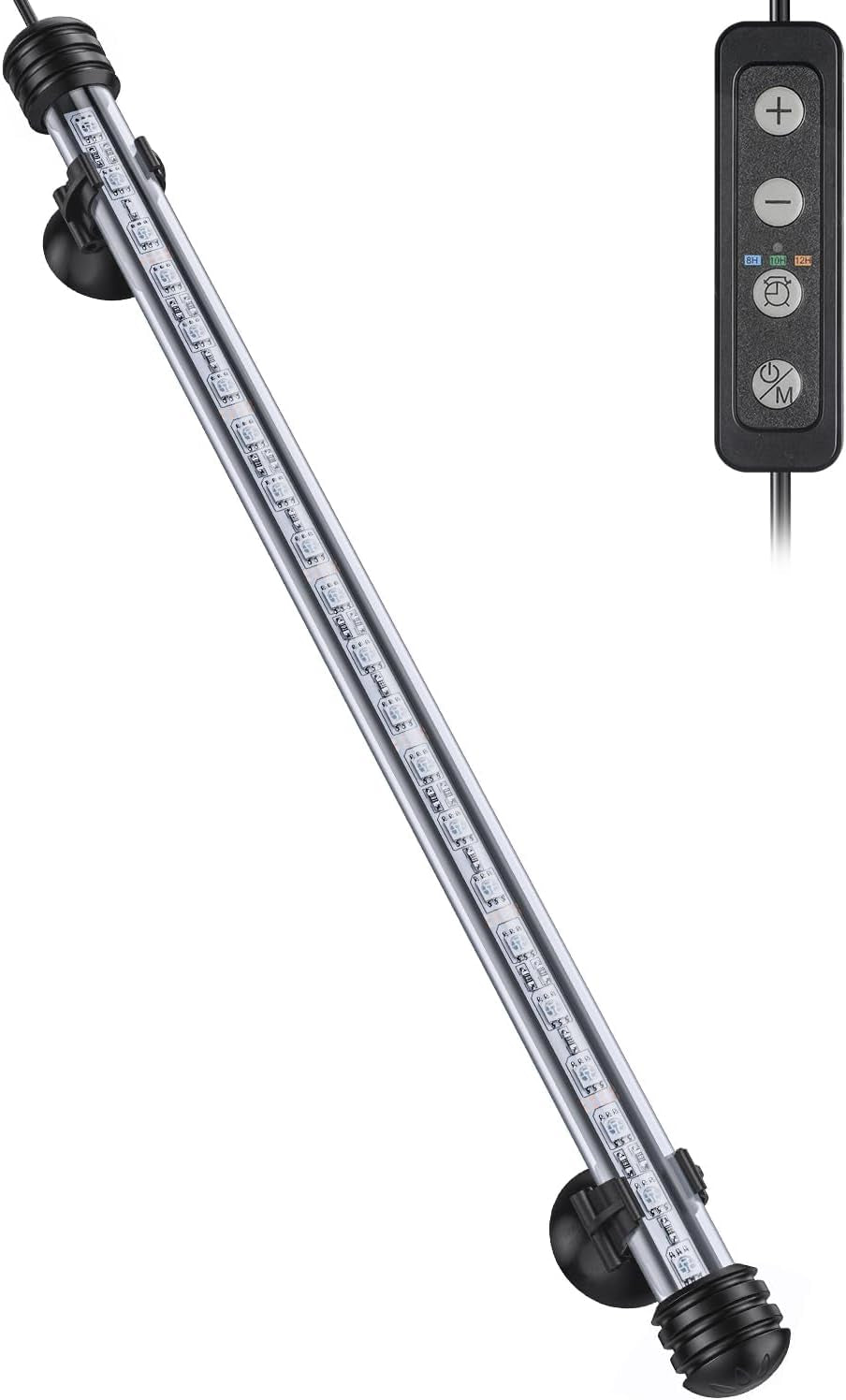 6.5W 12-Inch Aquarium LED Light with Full Spectrum, IPX8 Waterproof, Multi-Colored LEDs, Day/Night Mode, Single Color Effects, Timer, and Adjustable Brightness
