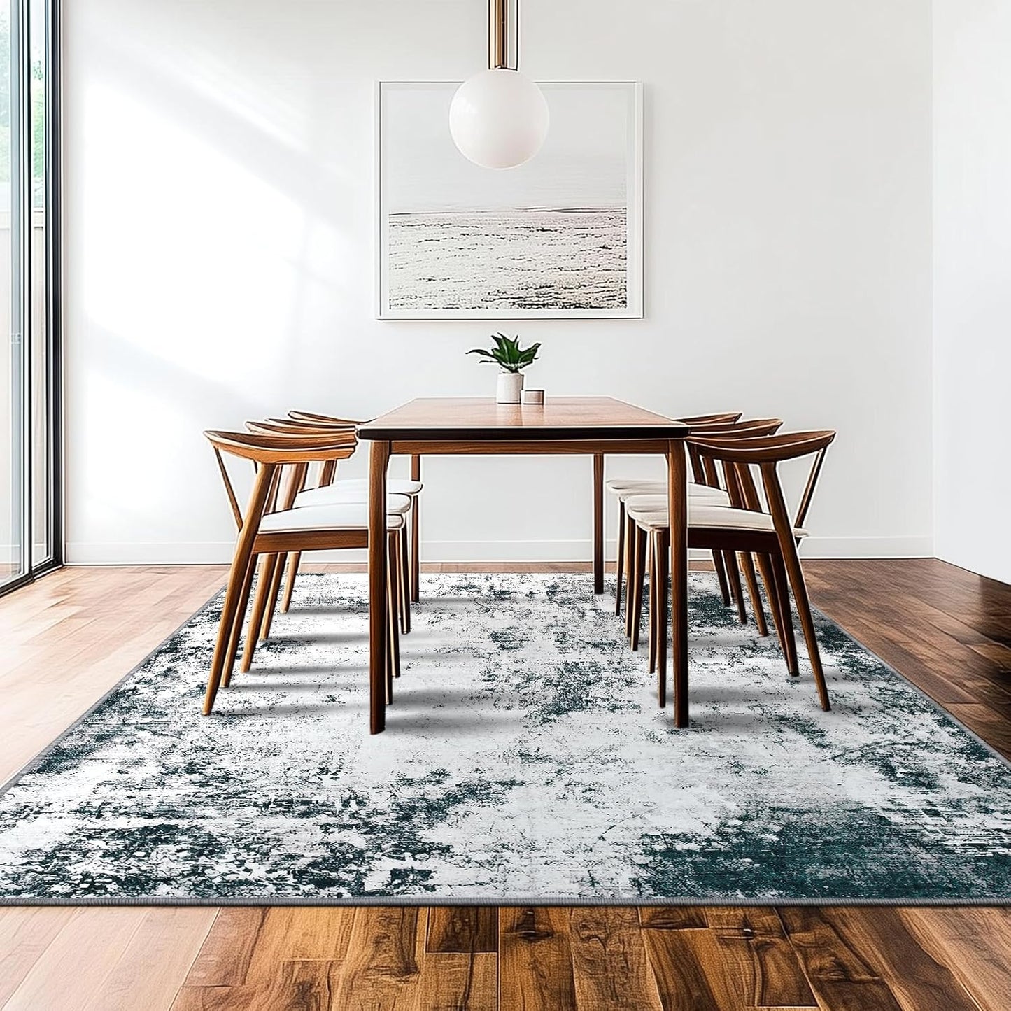 Contemporary Abstract 5x7 Area Rug - Machine Washable, Non-Slip, Stain-Resistant Carpet