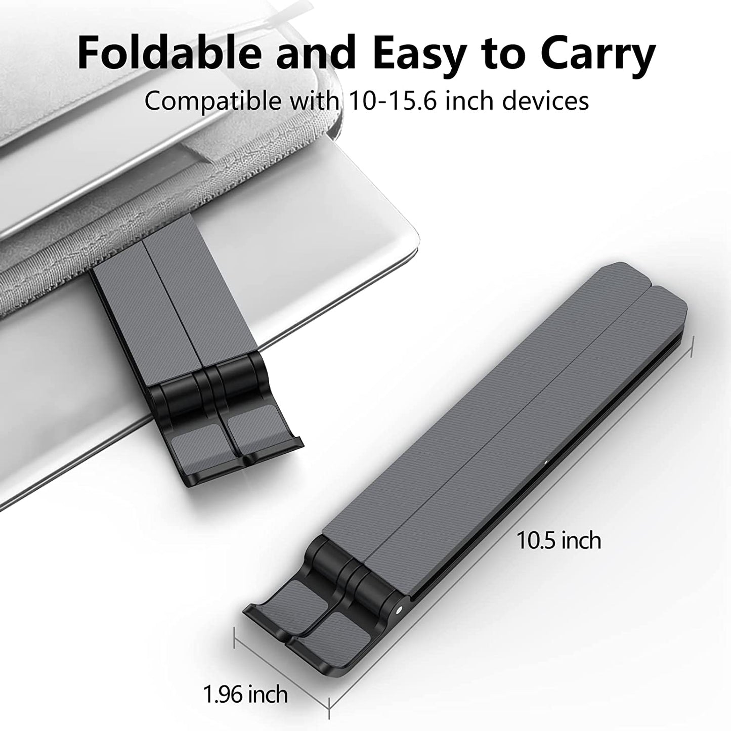Adjustable Laptop Stand for Desk - Portable and Foldable Riser with Ventilation for 10-15.6” Laptops and Tablets - Black