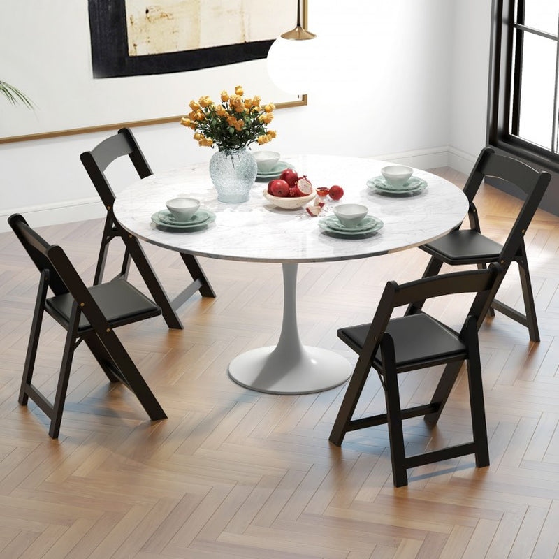 Set of 4 Foldable Dining Chairs with Rubberwood Legs and Cushioned Seats