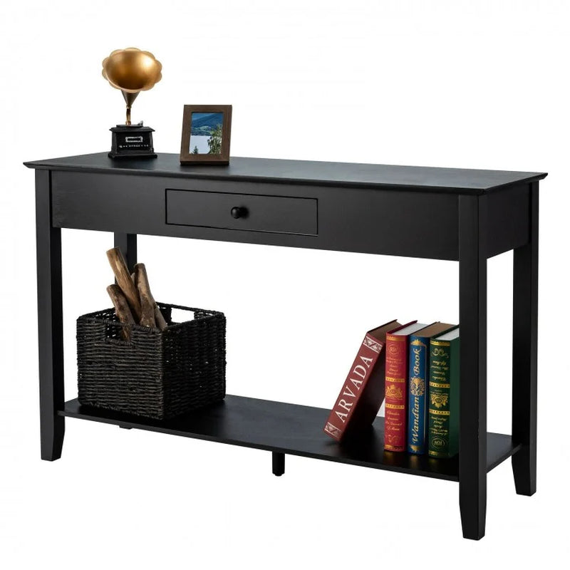 Console Sofa Side Accent Table with Drawer and Shelf Storage