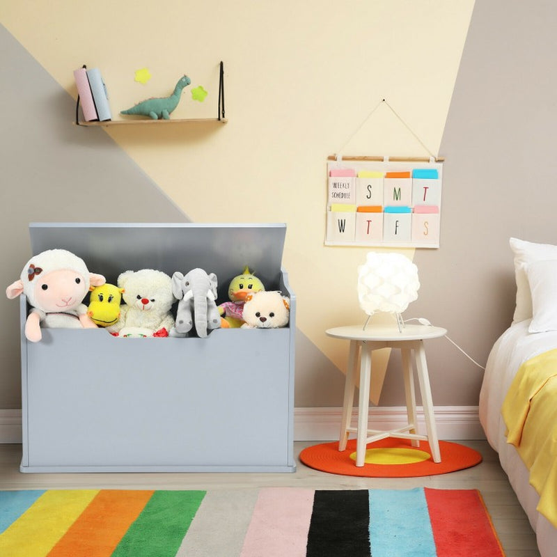 Children's Wooden Flip-Top Storage Chest Bench with Cushioned Hinge