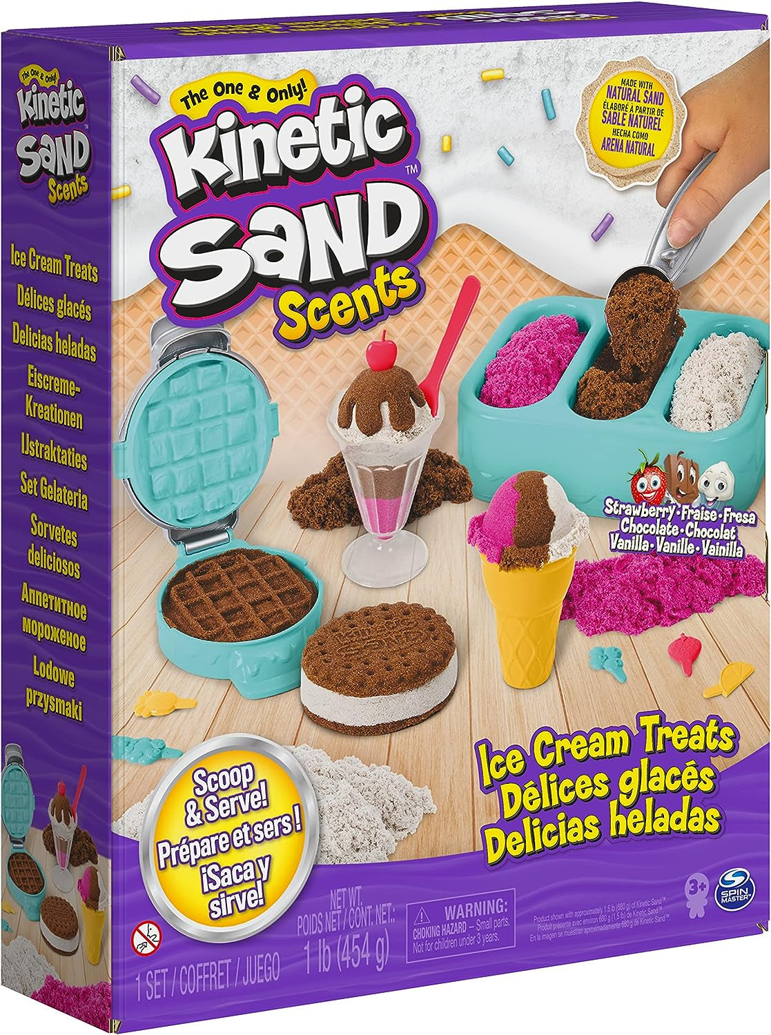 Scents, Ice Cream Treats Playset, 3 Colors Scented Play Sand & 6 Tools, Sensory Toys, Christmas Gifts for Kids Ages 3+