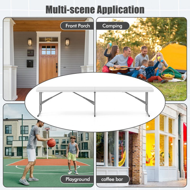 6-Foot Portable Plastic Folding Bench for Picnics, Camping, and Dining with Carrying Handle