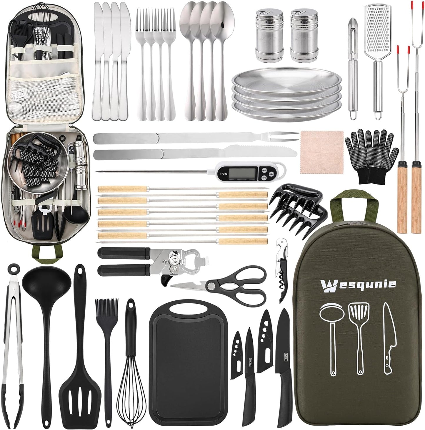 Camping Cooking Cookware Set - Essential Utensils and Accessories for Outdoor Cooking and BBQ, Ideal for Backpacking and Camping Gear
