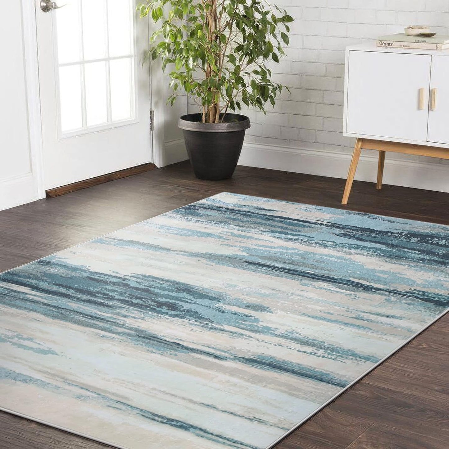 Modern Soft Abstract Area Rug for Living Room, Bedroom, Kitchen, and Dining Room - Medium Pile Carpet Floor Mat
