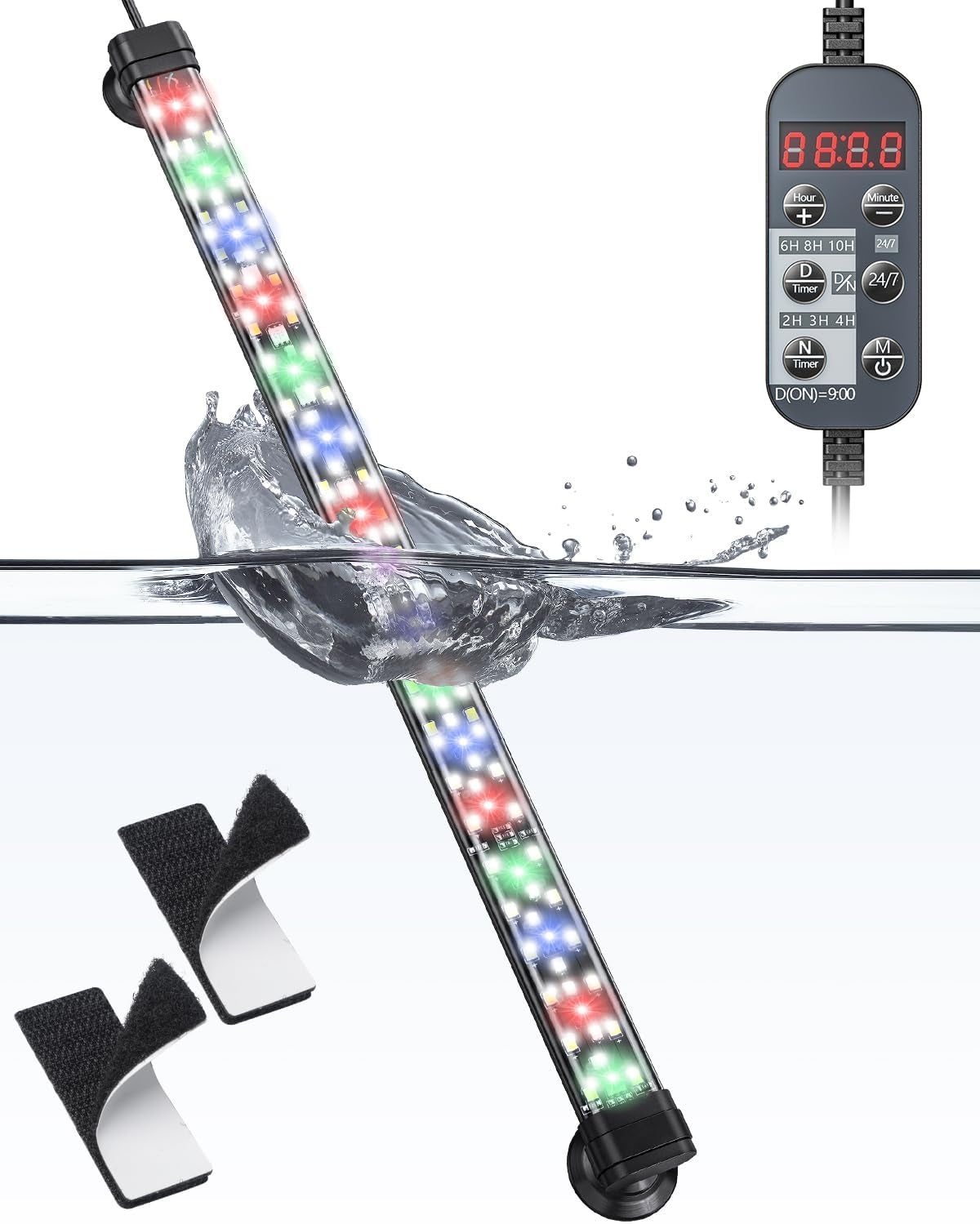 6.5W 12-Inch Aquarium LED Light with Full Spectrum, IPX8 Waterproof, Multi-Colored LEDs, Day/Night Mode, Single Color Effects, Timer, and Adjustable Brightness