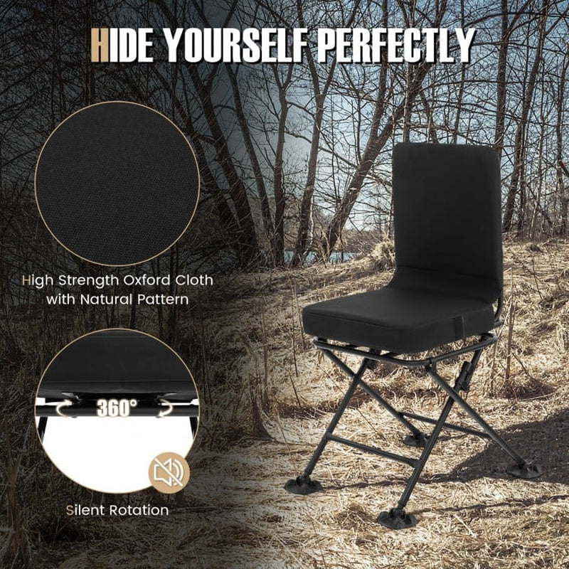 Swivel Folding Chair with Ergonomic Backrest and Padded Cushioning