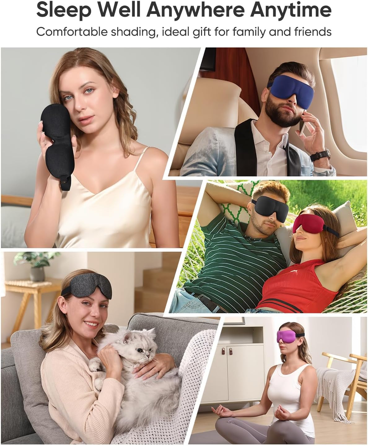 3D Blackout Sleep Masks for Side Sleepers, Pack of 3 - Ideal for Men and Women