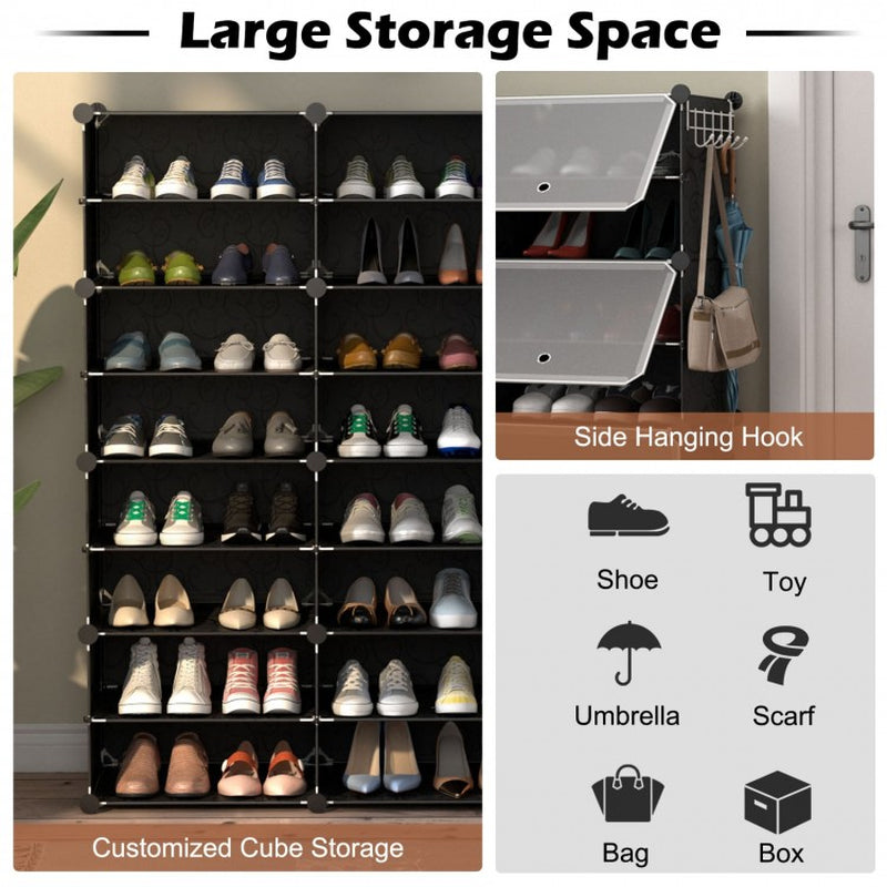12-Cube Portable Shoe Organizer with Hooks for 48 Pairs
