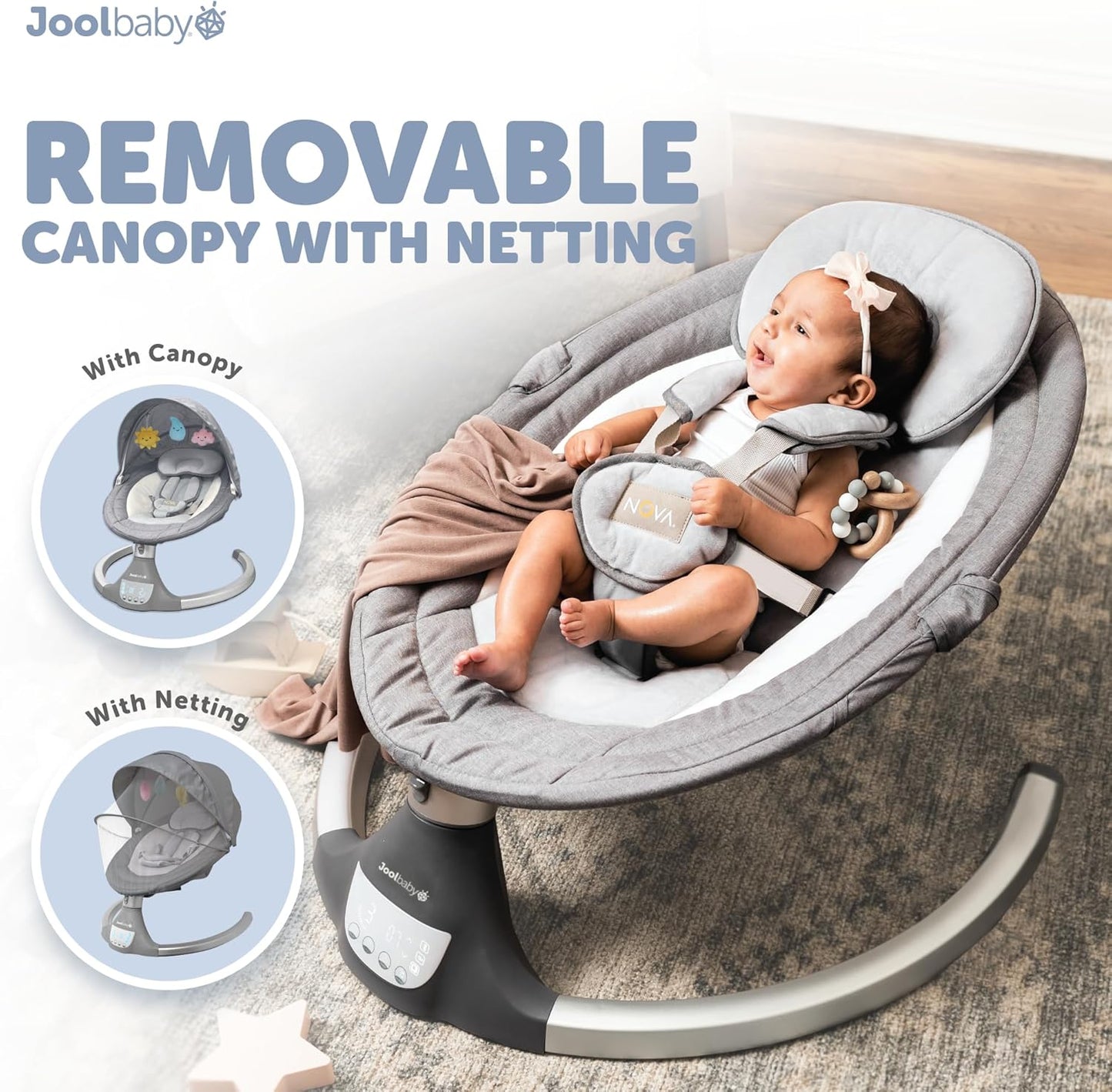 Electric Motorized Infant Swing - Bluetooth Music, 10 Preset Melodies, Remote Control - Newborns