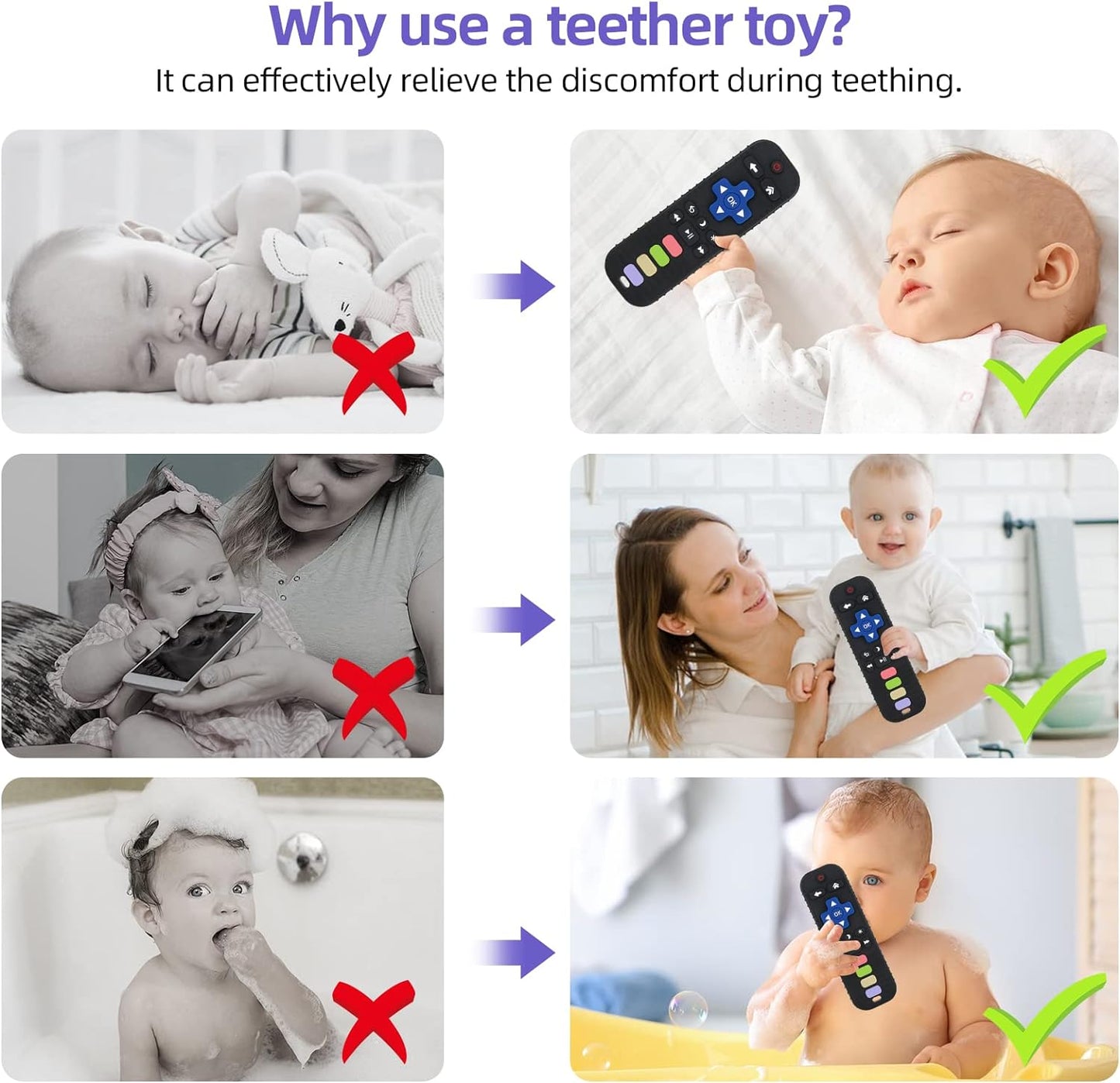 Infant Teether Toy - TV Remote Control Shape for Teething Relief - 3-24 Months
