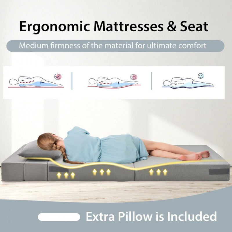 6-Inch Tri-Fold Sofa Bed Mattress with Pillow