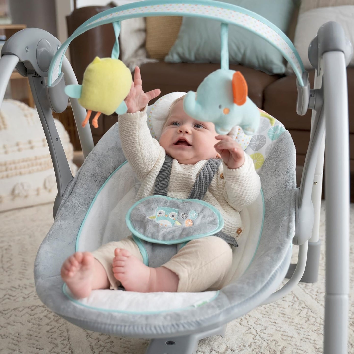 5-Speed Portable Baby Swing with Music, Nature Sounds, and Energy-Efficient Technology for Infants 0-9 Months