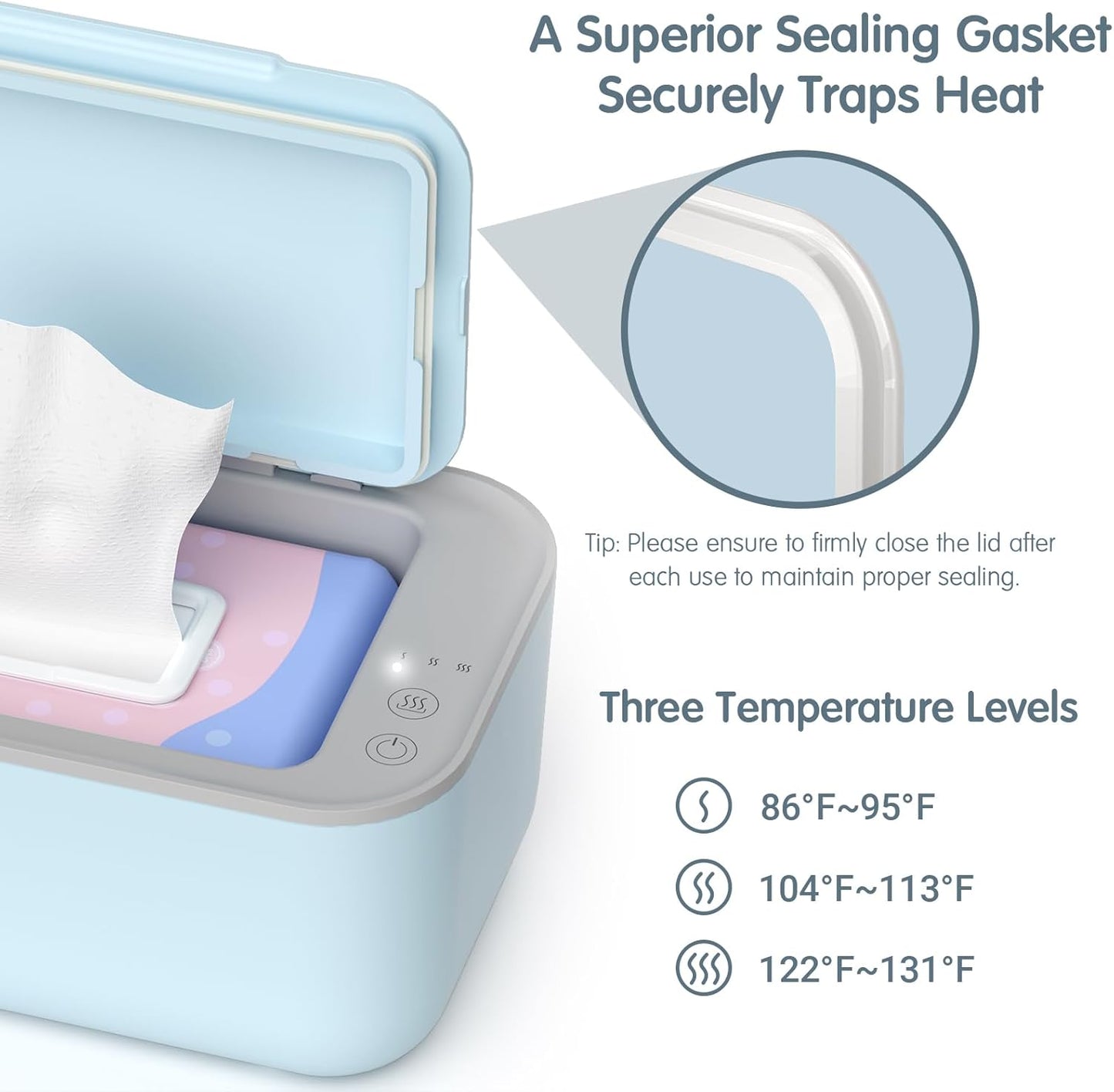 Baby Wipe Warmer - Wet Wipes Dispenser with 3-Step Temperature Control and Large Capacity Storage
