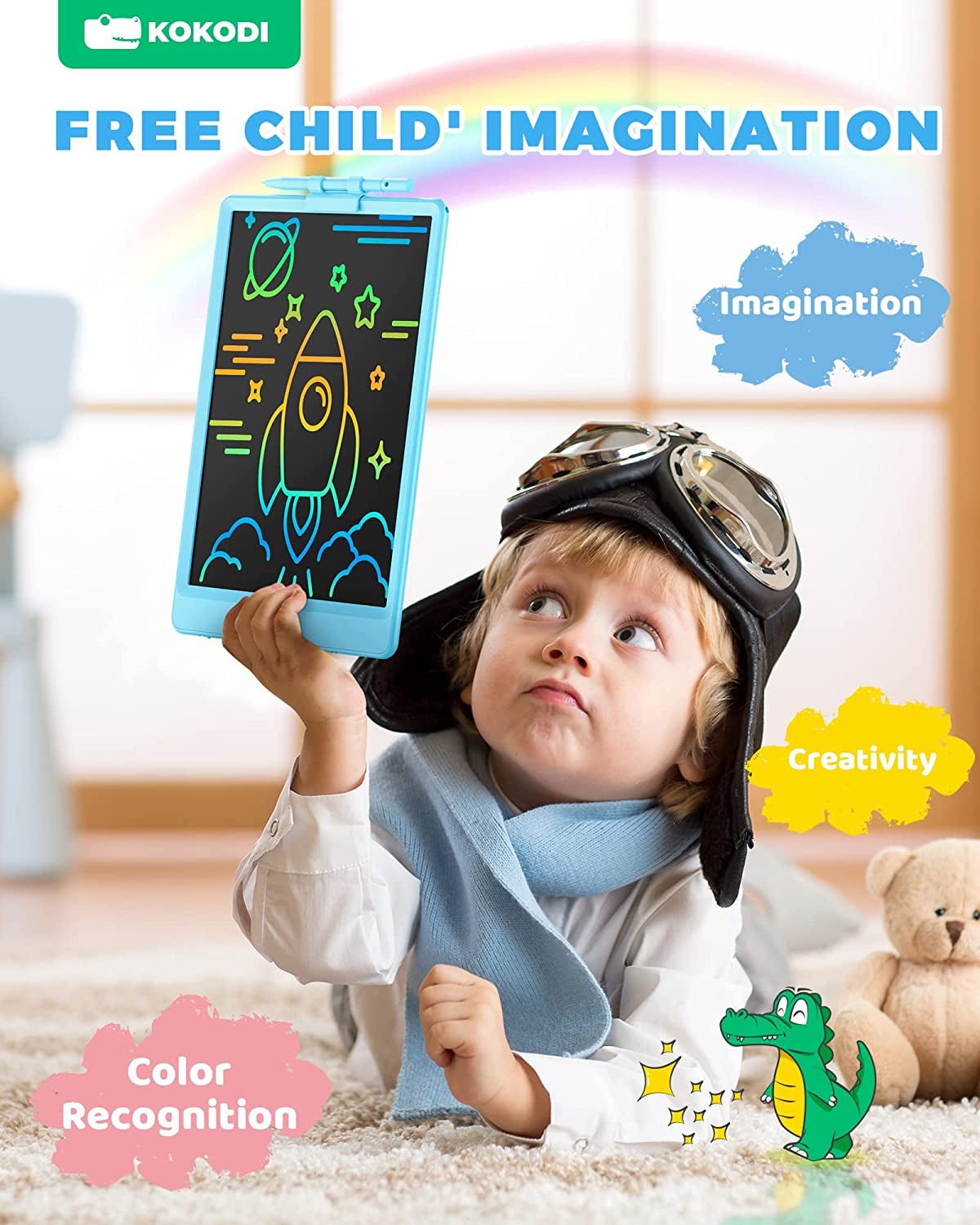 10-Inch LCD Writing Tablet for Kids, Erasable Doodle Board for Ages 3-6, Educational Travel Toy for Boys and Girls